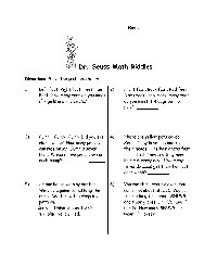 Dr. Seuss Math Worksheet