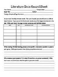 Literature Circle Worksheets Middle School