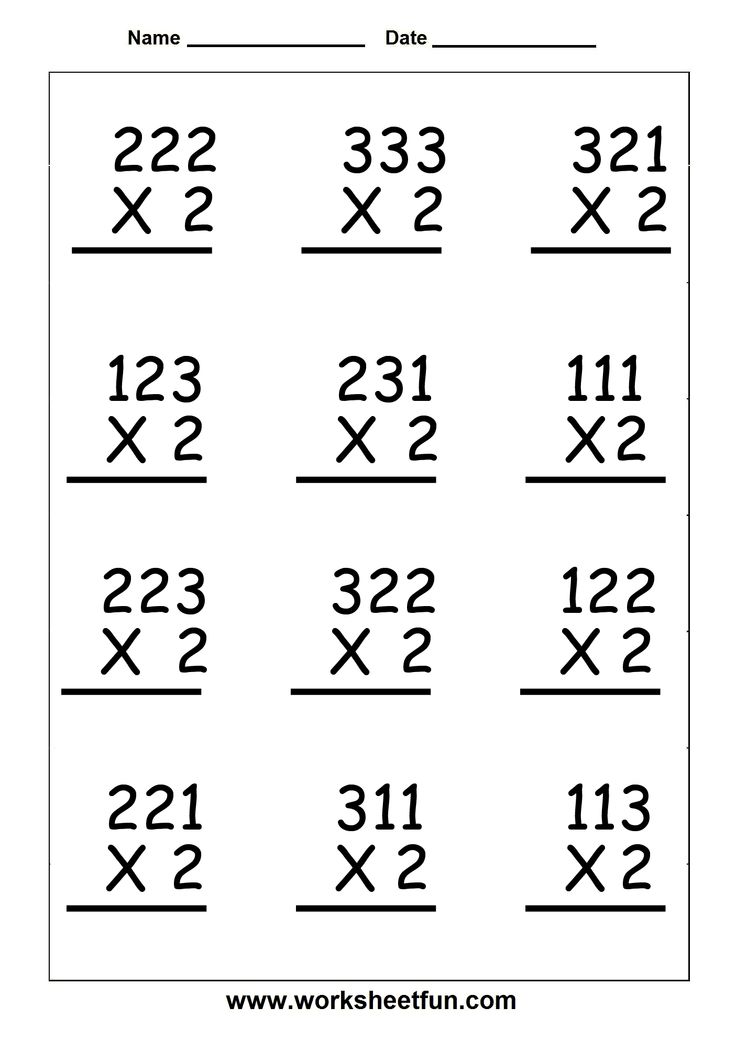 1-Digit Multiplication Worksheets