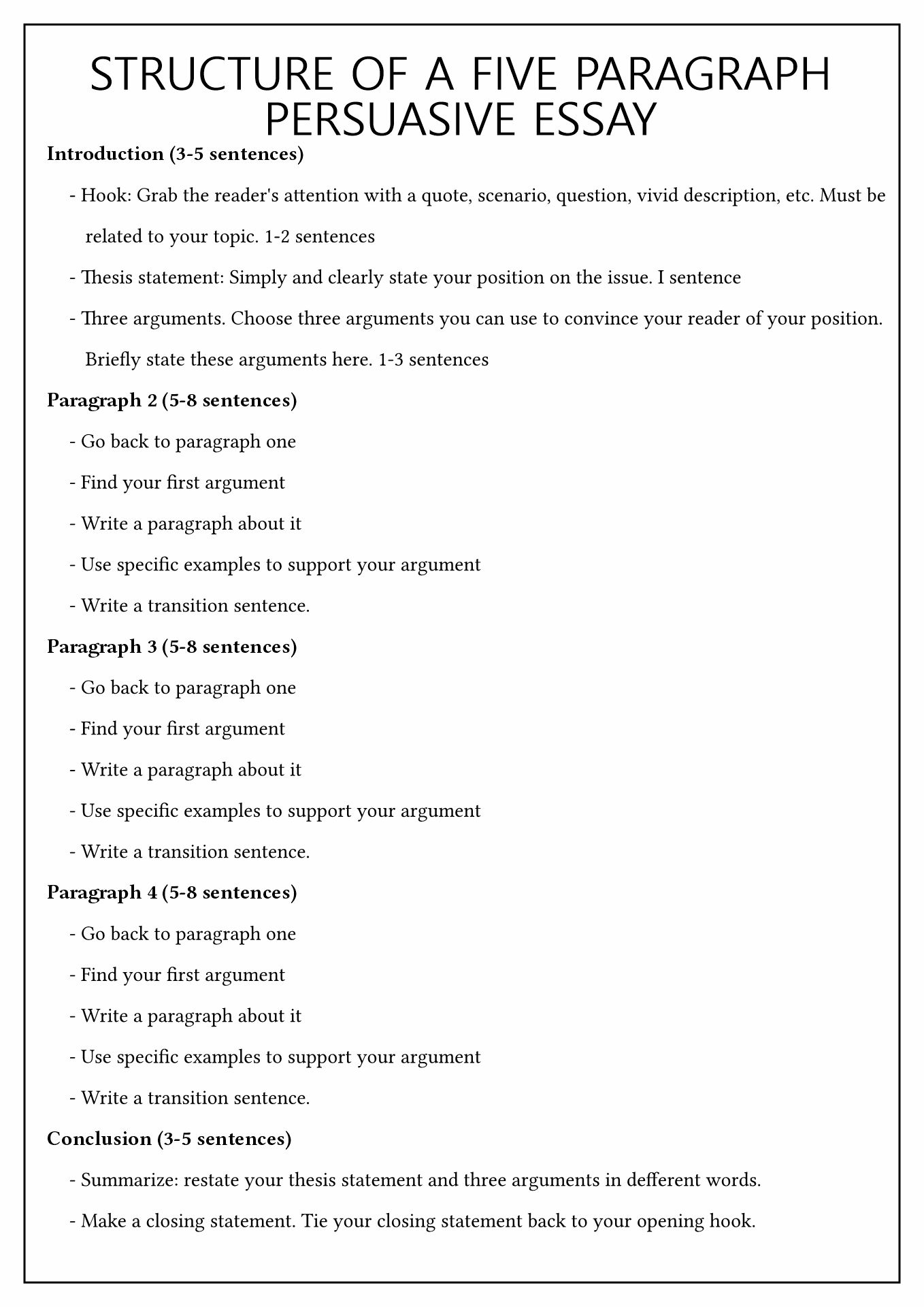 five paragraph argumentative essay outline five paragraph argumentative essay outline