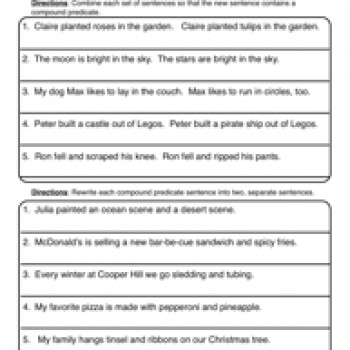 Compound Predicate Worksheets