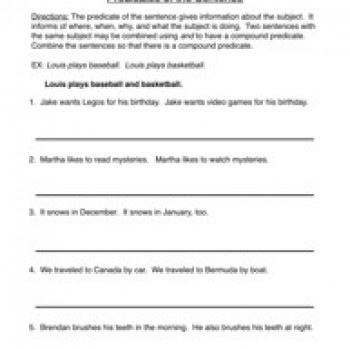 Compound Subject Predicate Worksheet