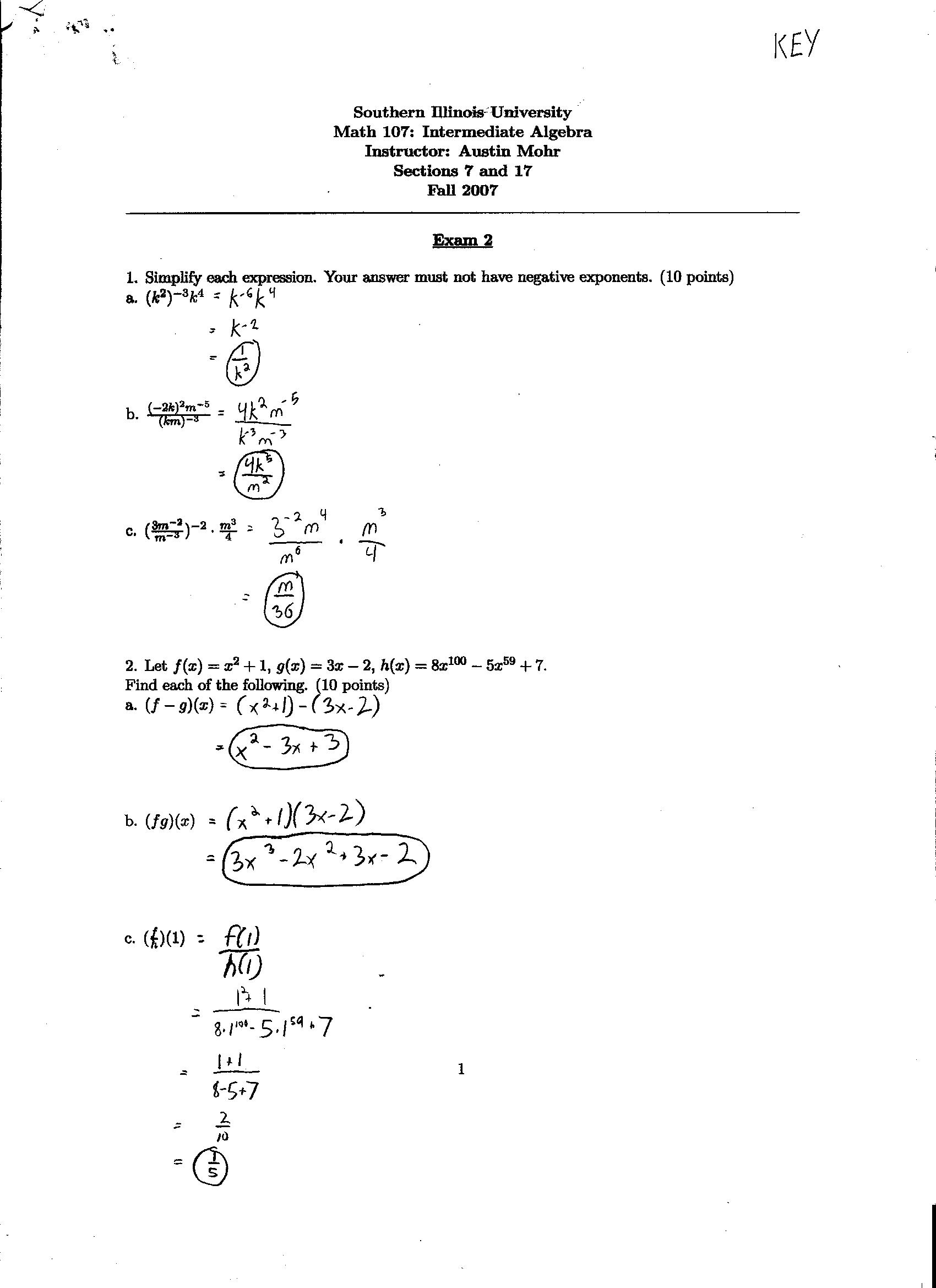 Beginning Algebra Worksheets