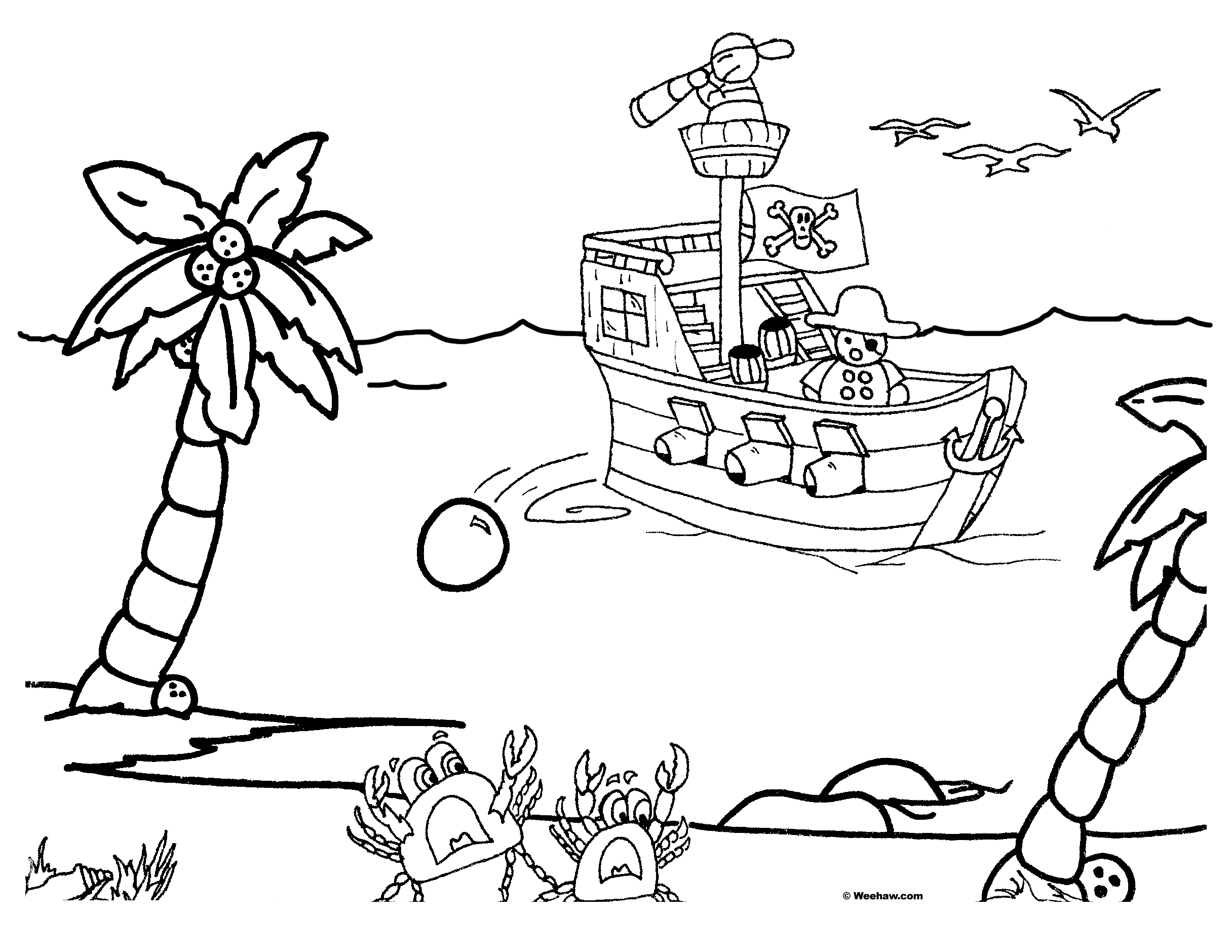 Kids Pirate Ship Coloring Page