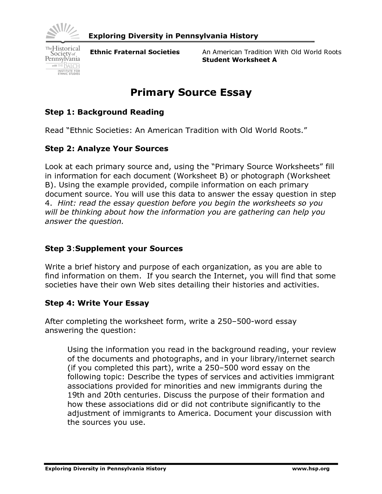 Essay about Primary Source Analysis Example - Words