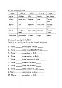 Grocery Shopping Skills Worksheets