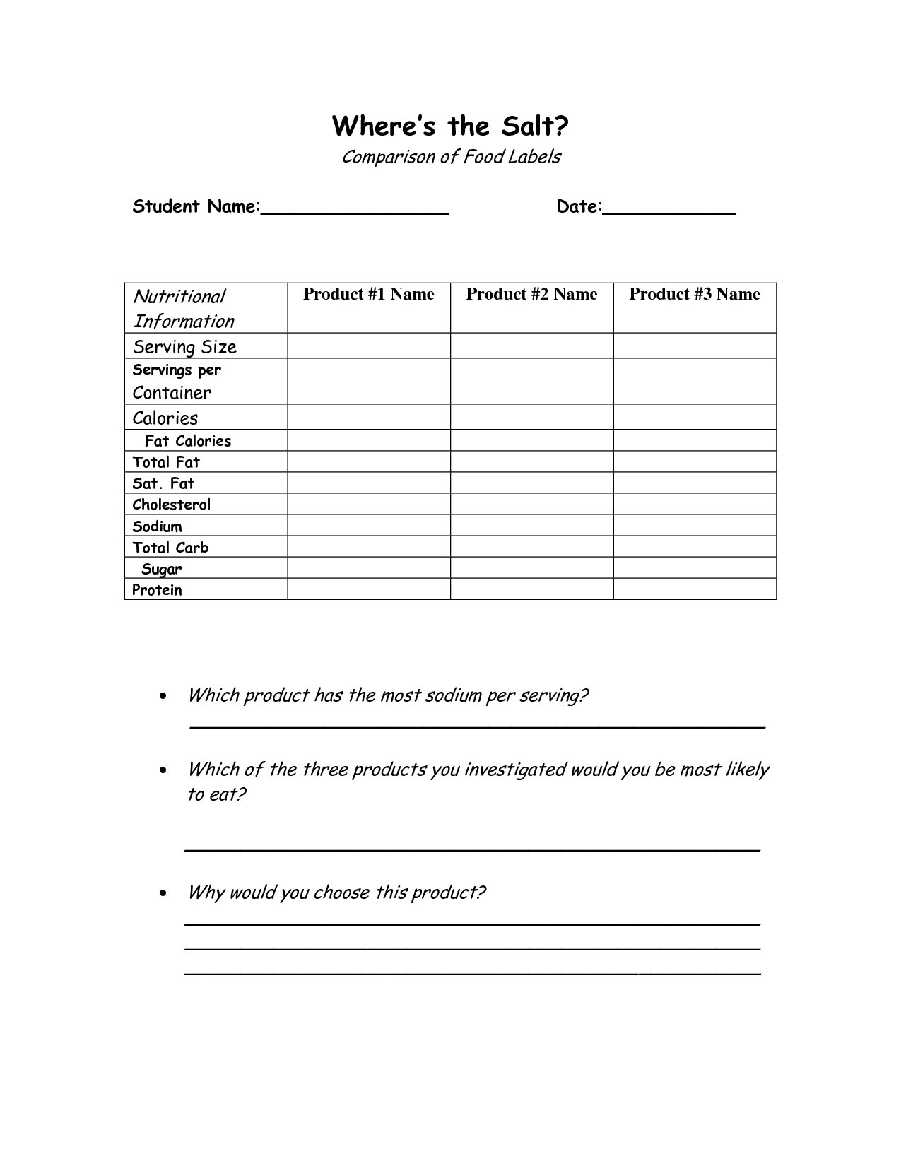 12 Best Images of Food Nutrition Labels Worksheet - Printable Food