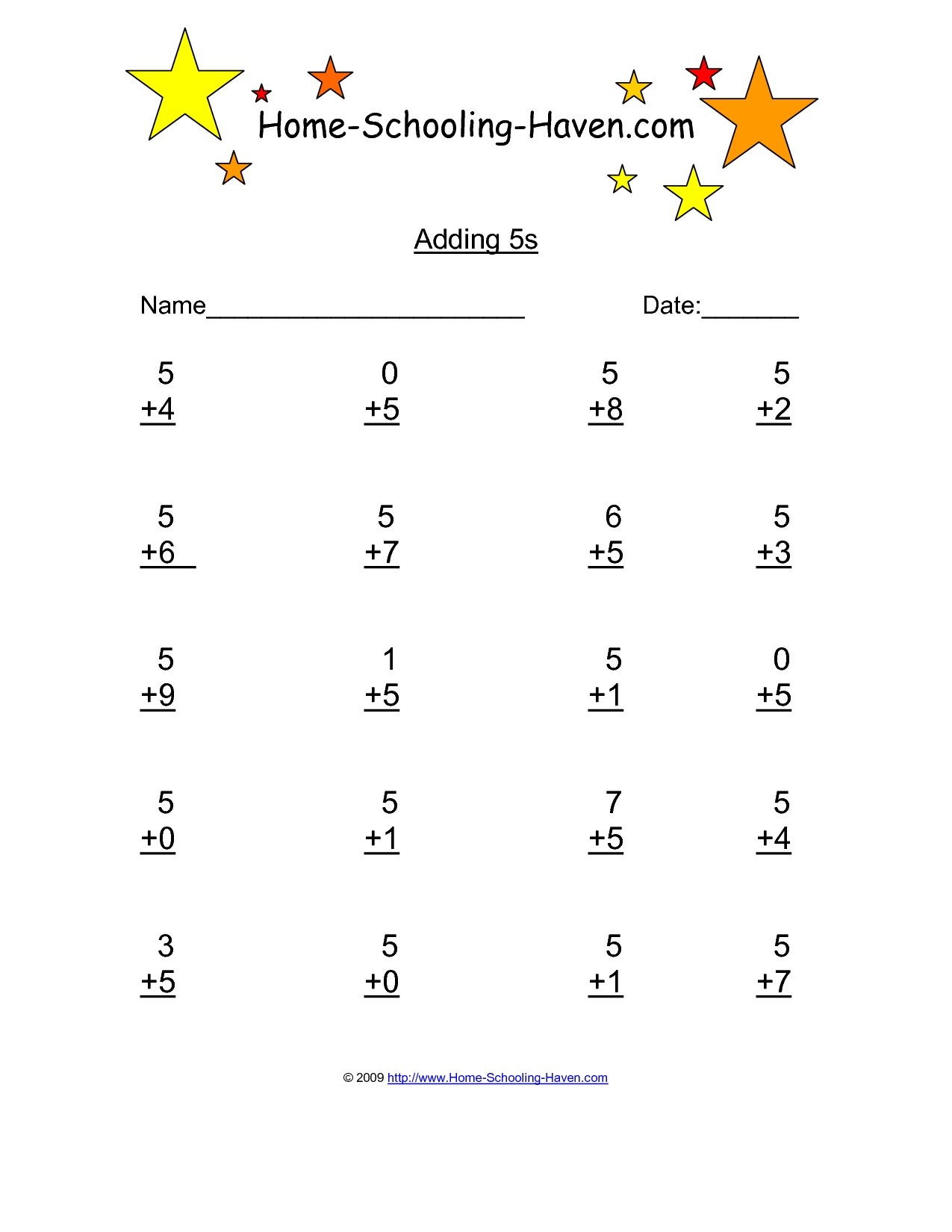 Addition Math Worksheets Printable