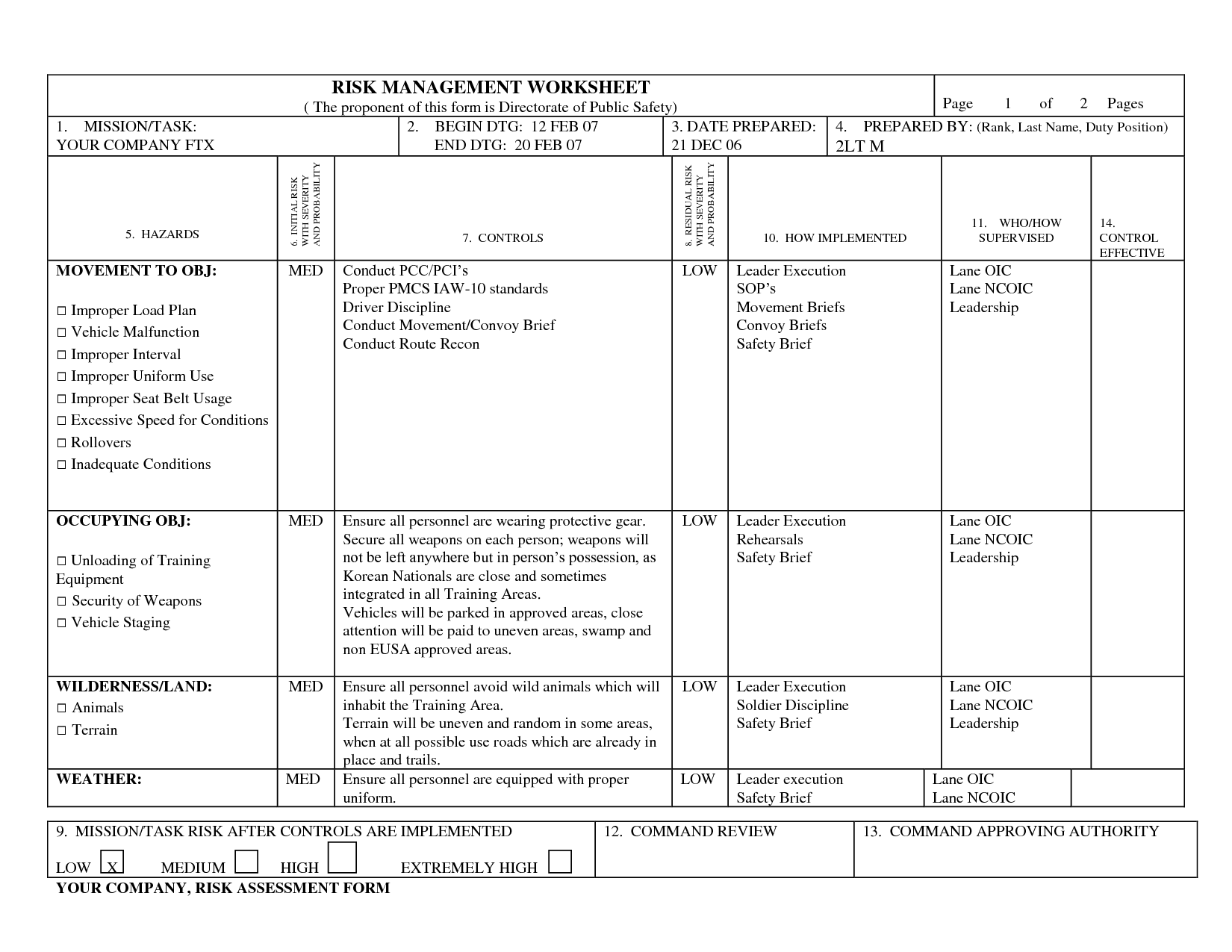 30 Composite Risk Management Worksheet Free Worksheet Spreadsheet