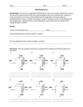 14 Best Images of Forces At Worksheet - Balanced and Unbalanced Forces