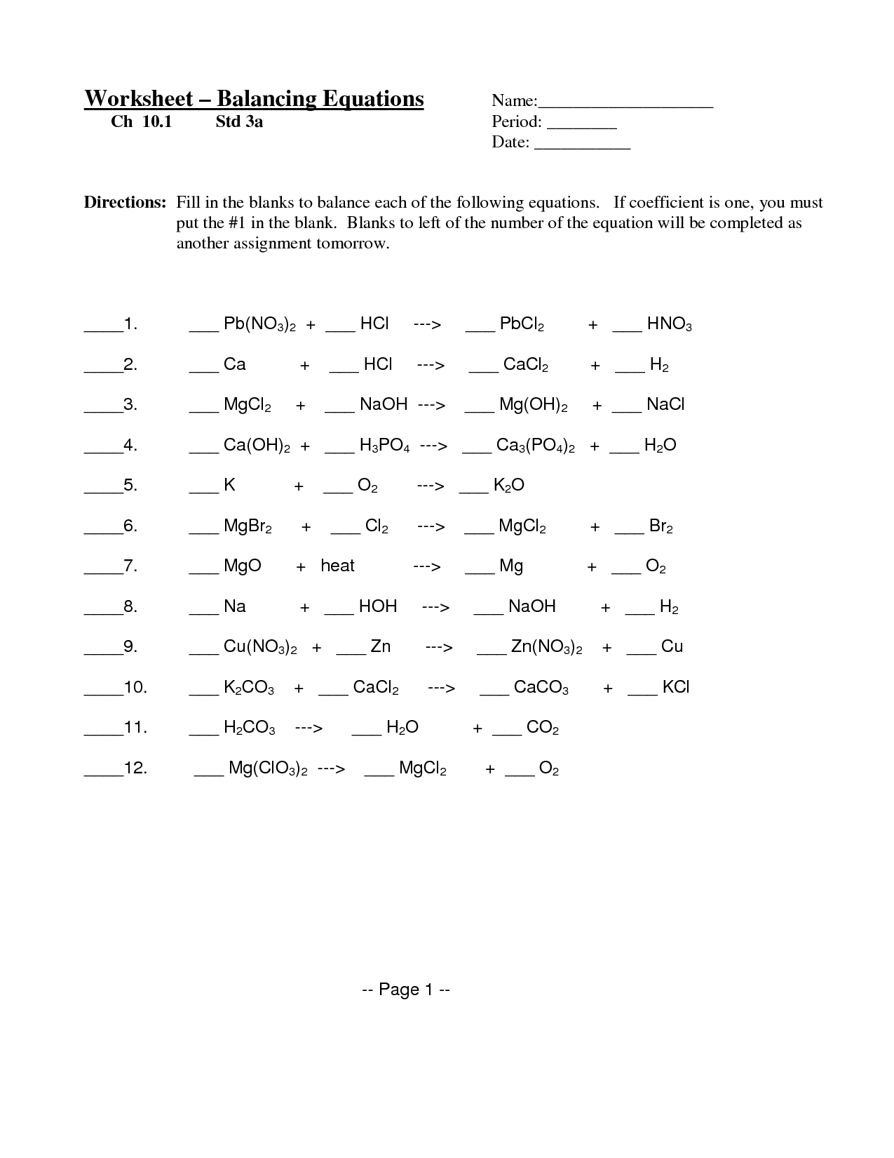 12 Best Images of Balancing Chemical Equations Worksheet PDF  Balancing Chemical Equations 