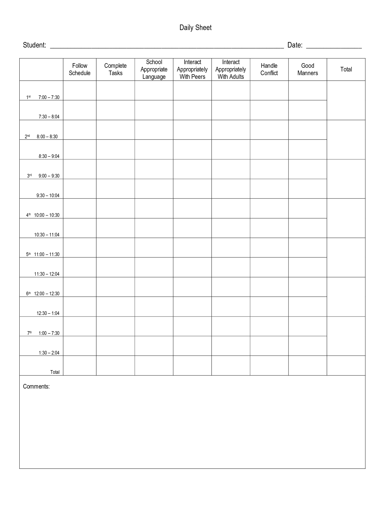 behavior-point-sheet-template