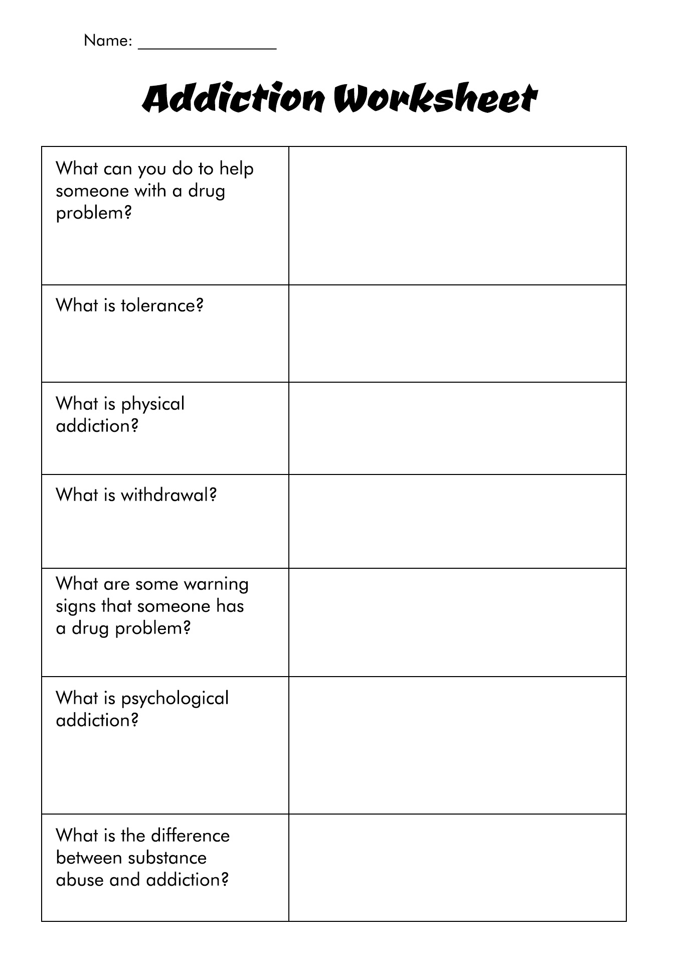 18 Best Images of Treatment Plan Substance Abuse Worksheets - Substance