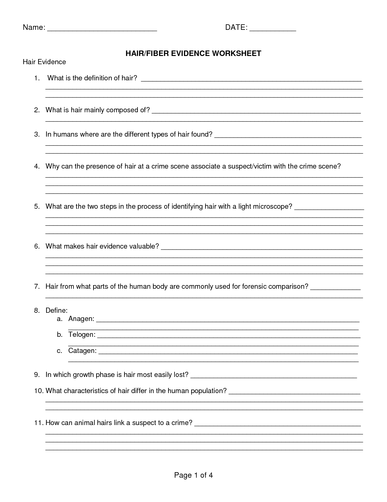 14 Best Images Of Hair Evidence Worksheet Activity Forensic Science 