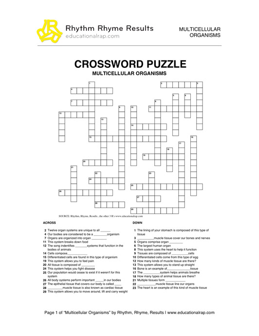 Photosynthesis Crossword Puzzle Answer Key