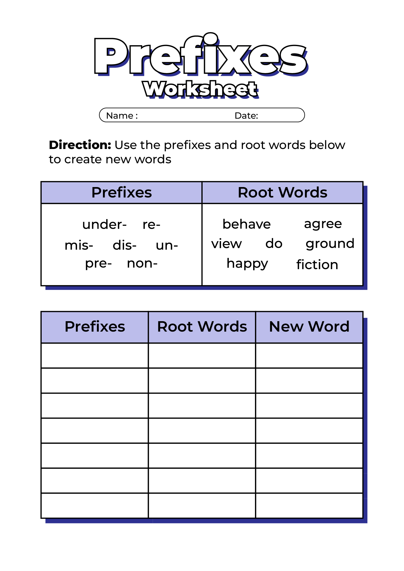 Prefix and Suffix Worksheet 5th Grade