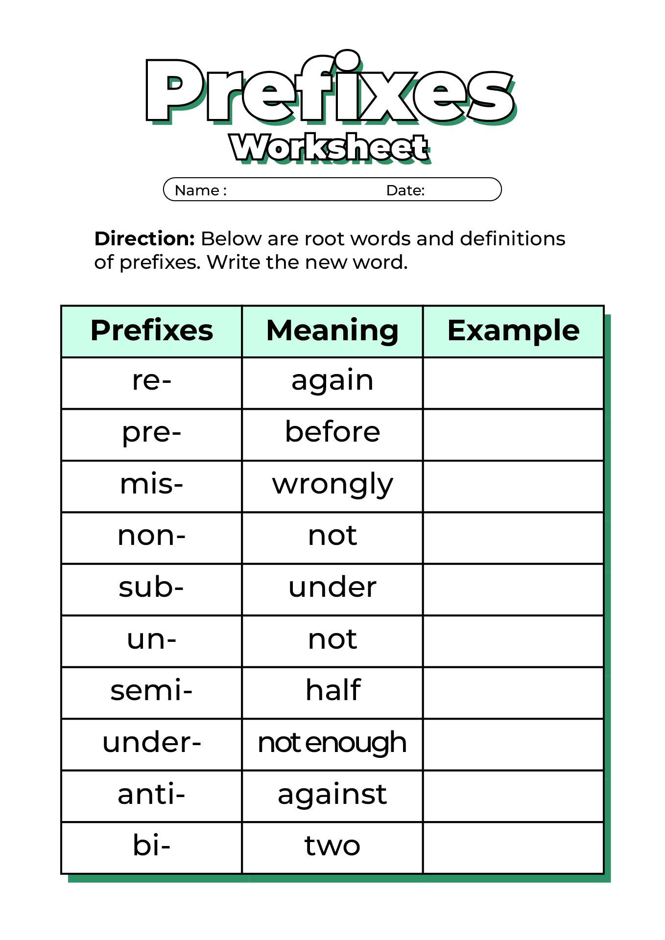 Prefix Suffix Worksheets 2nd Grade