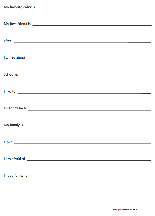 Sentence Completion Worksheets for Kids