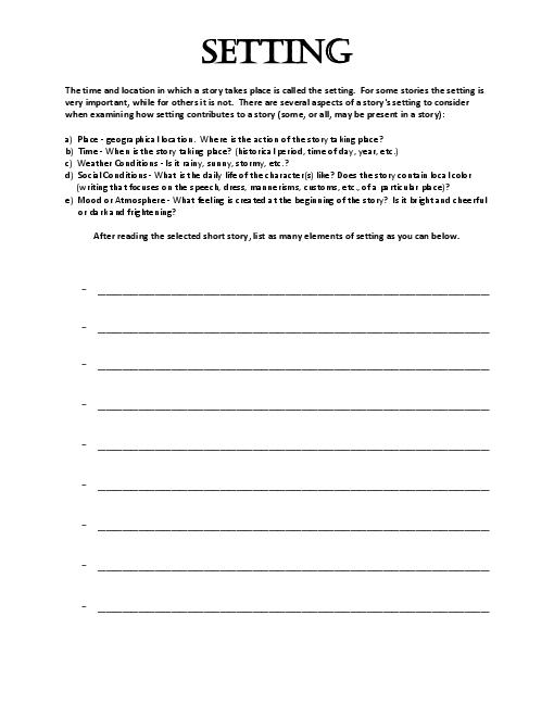 16 Best Images of Theme Of A Story Worksheets - Setting Story Elements