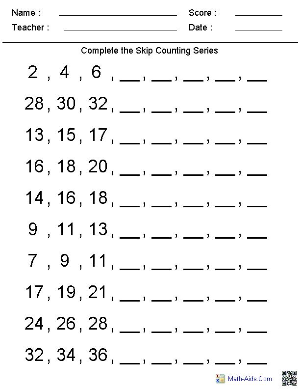 Skip Counting Worksheets Kindergarten