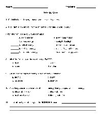 Basic Forms of Energy Worksheets