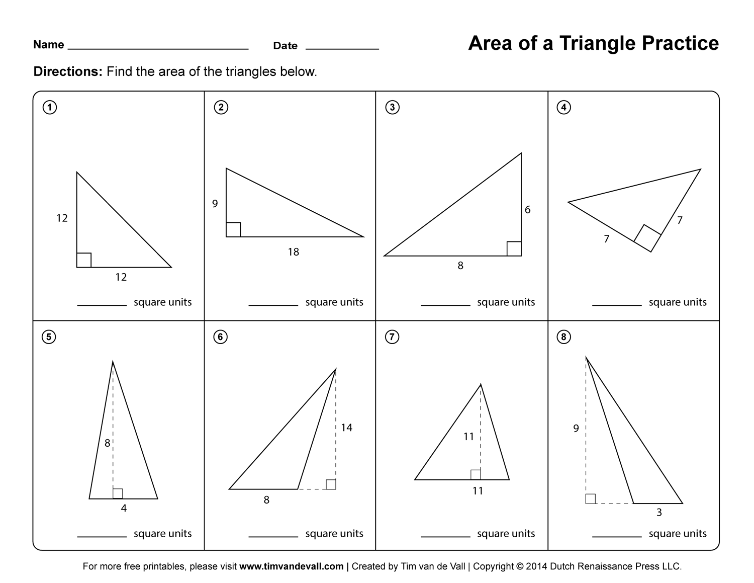 Area Of Triangles Worksheet Pdf