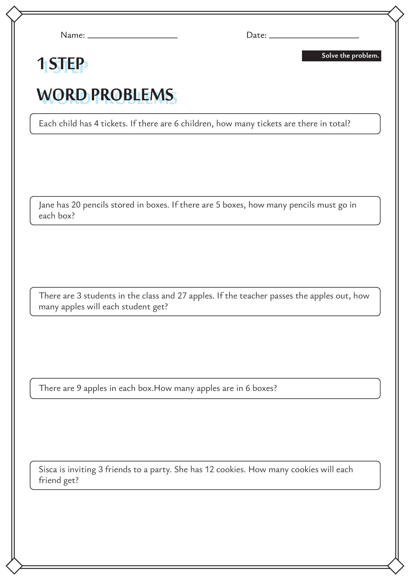 Linear Equation Word Problems Worksheet