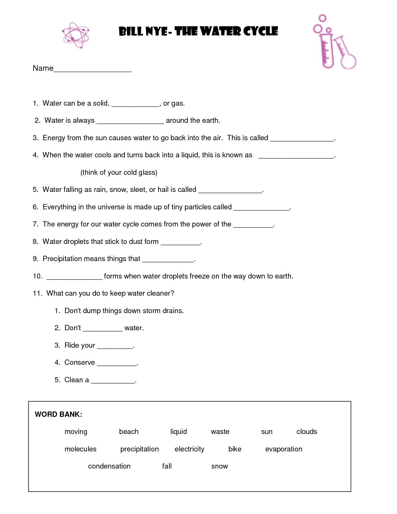 13 Best Images of The Water Cycle Worksheet Answers - Blank Water Cycle