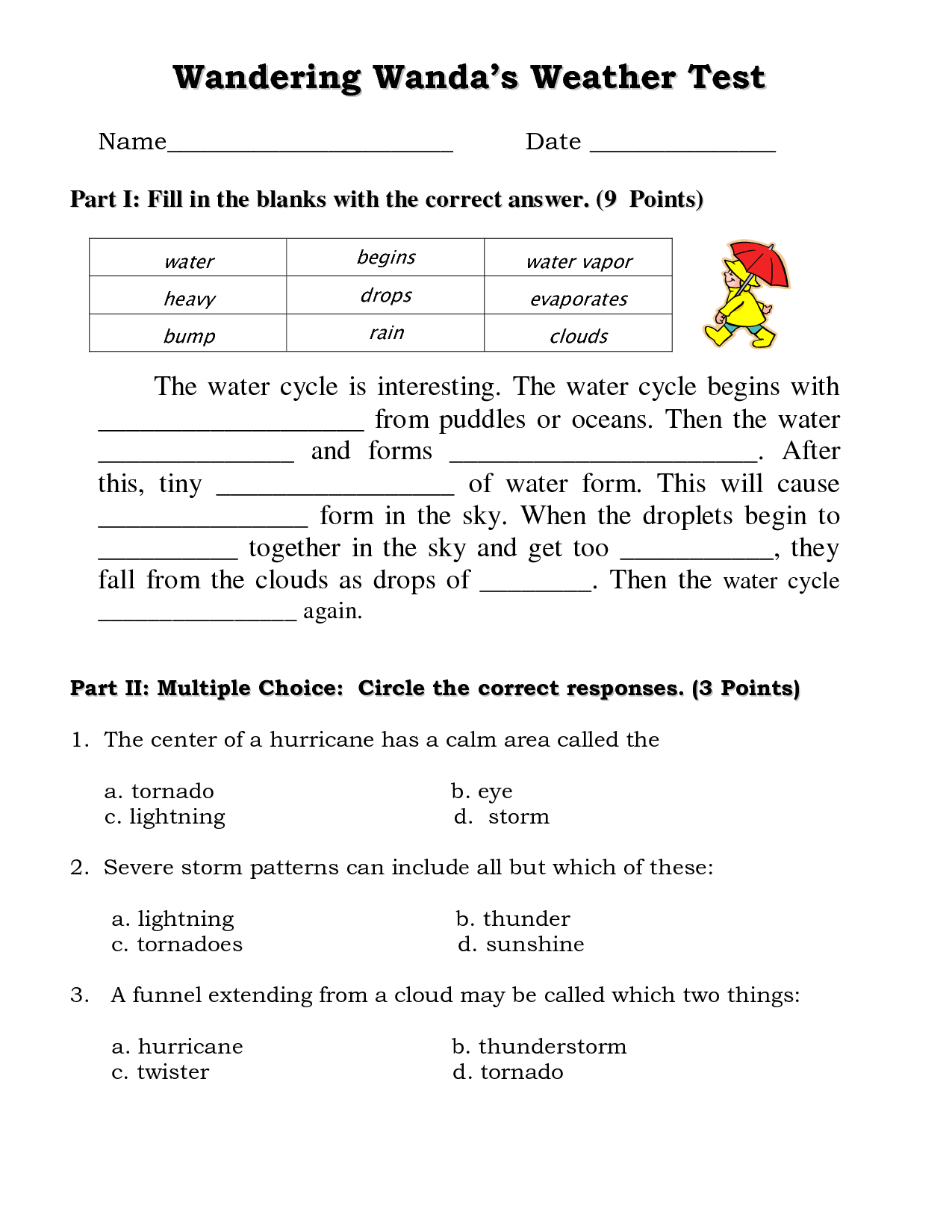 Bill Nye Water Cycle Worksheet