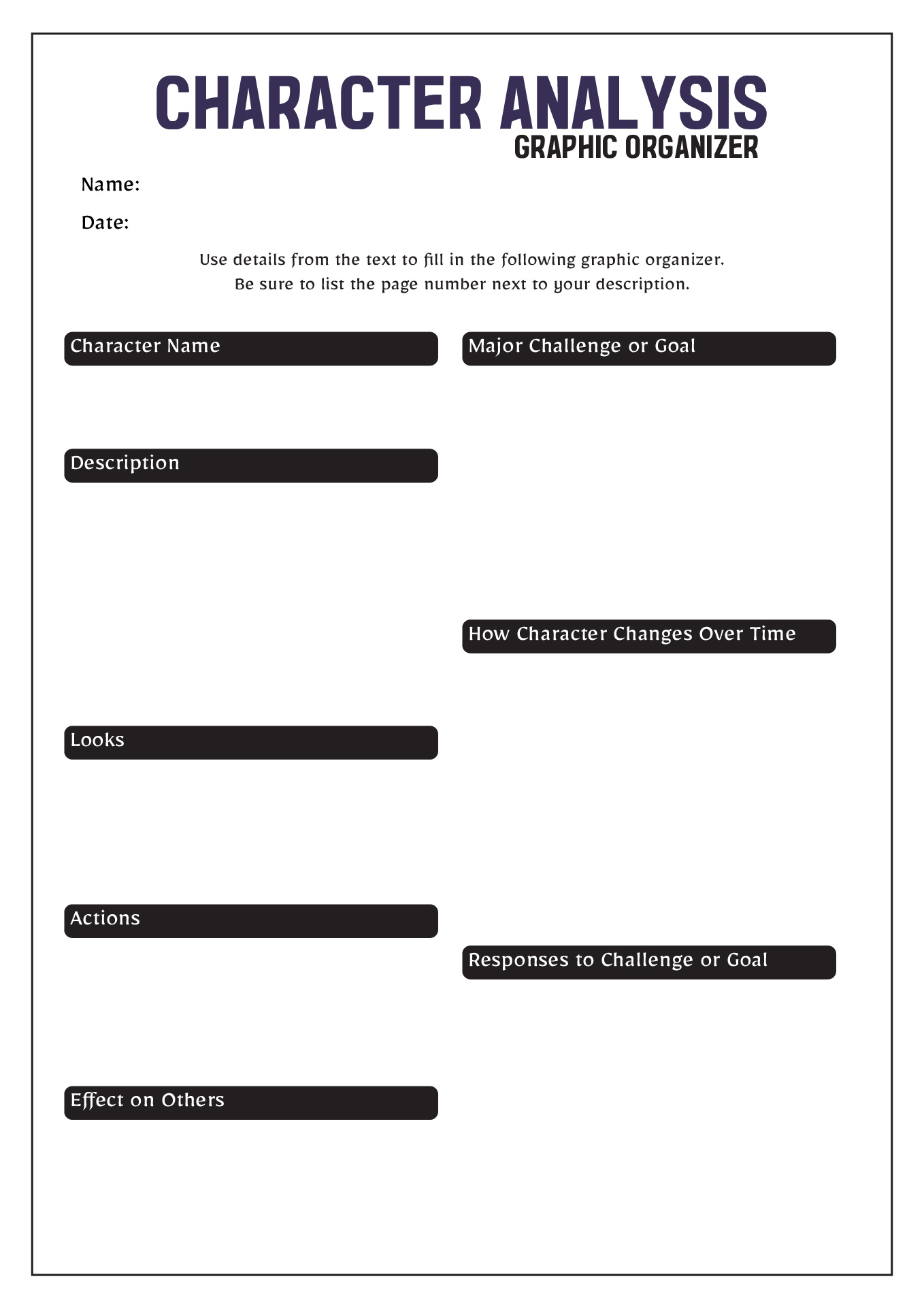 16 Best Images of High School Graphic Organizer Worksheets - Character