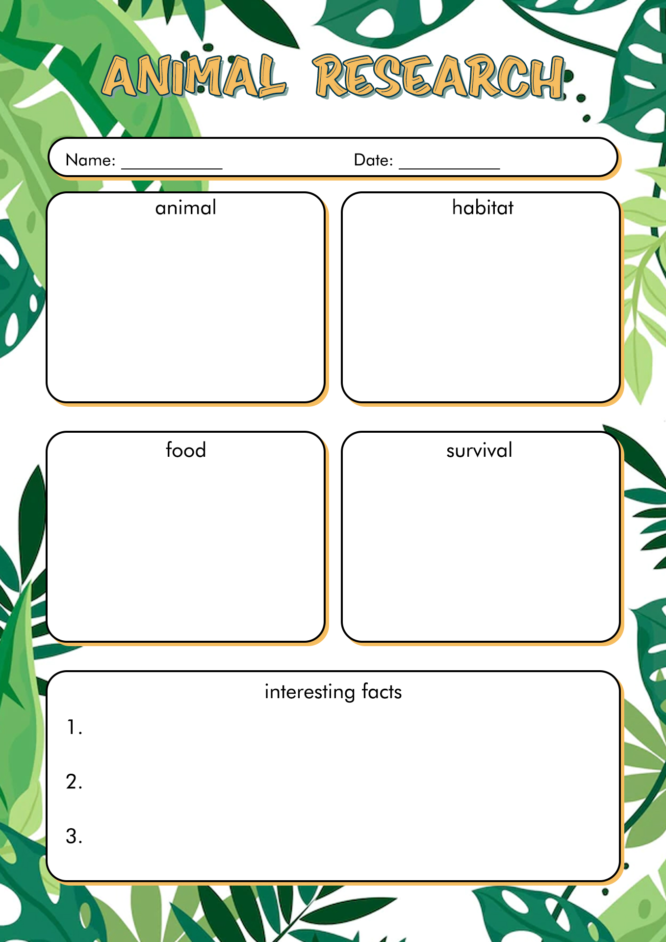 13 Best Images Of Animal Research Worksheets Template First Grade 