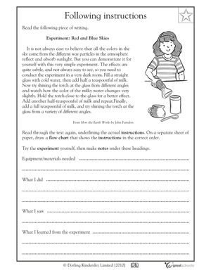 Following Directions Worksheets 5th Grade