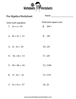  Printable Pre-Algebra Worksheets