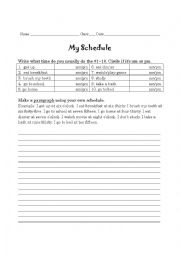Image Writing Worksheet for Schedule