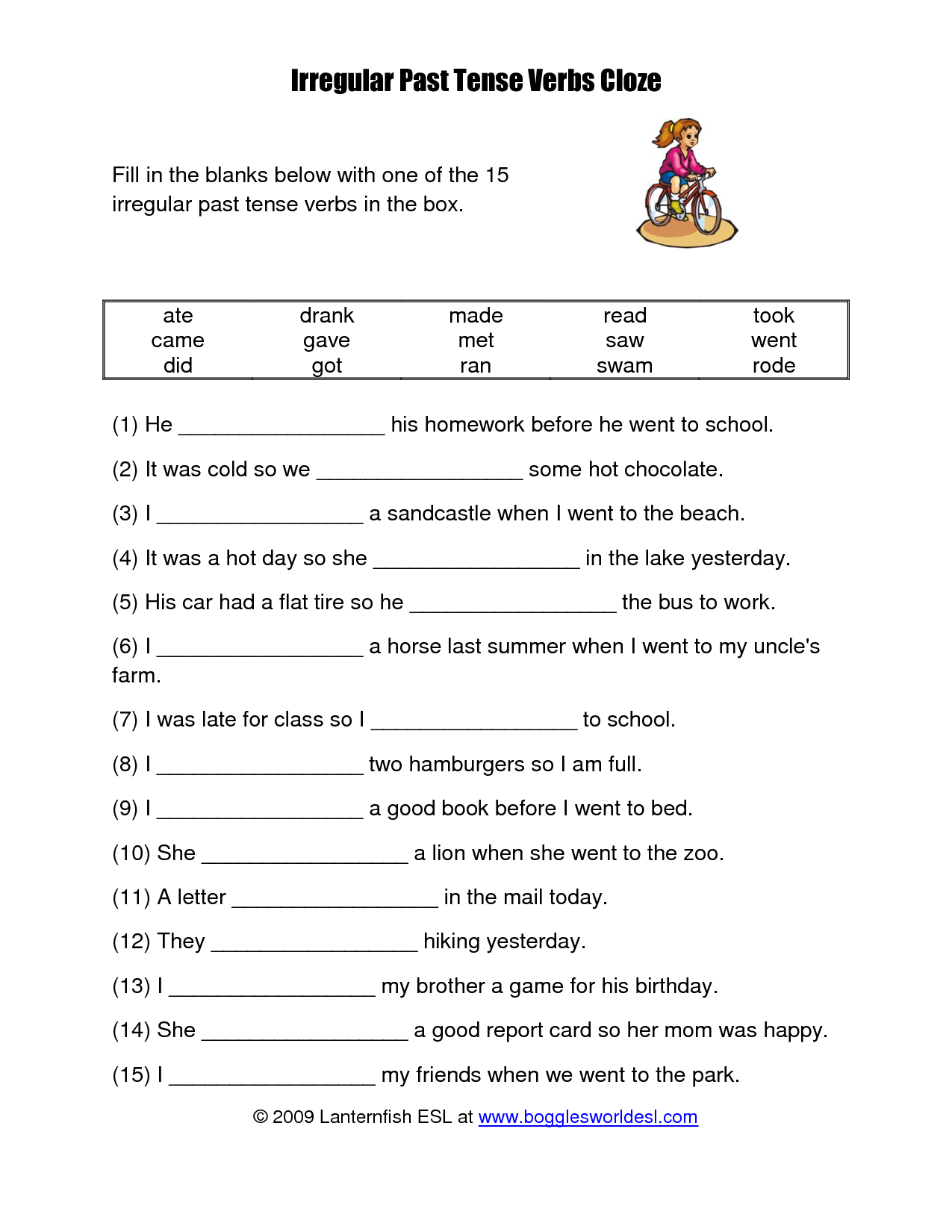 Free Printable Present Tense Verb Worksheets