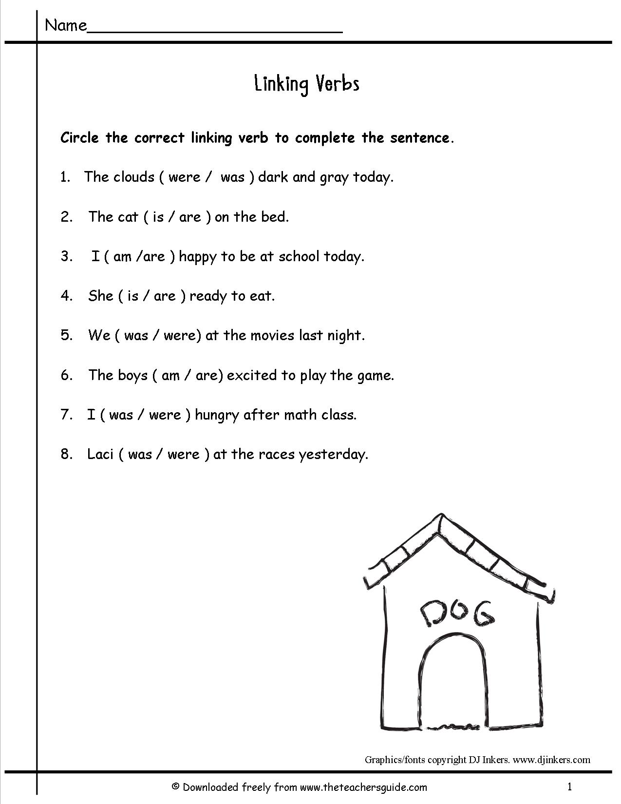 Linking Verbs Is Are Am Worksheet 2nd Grade