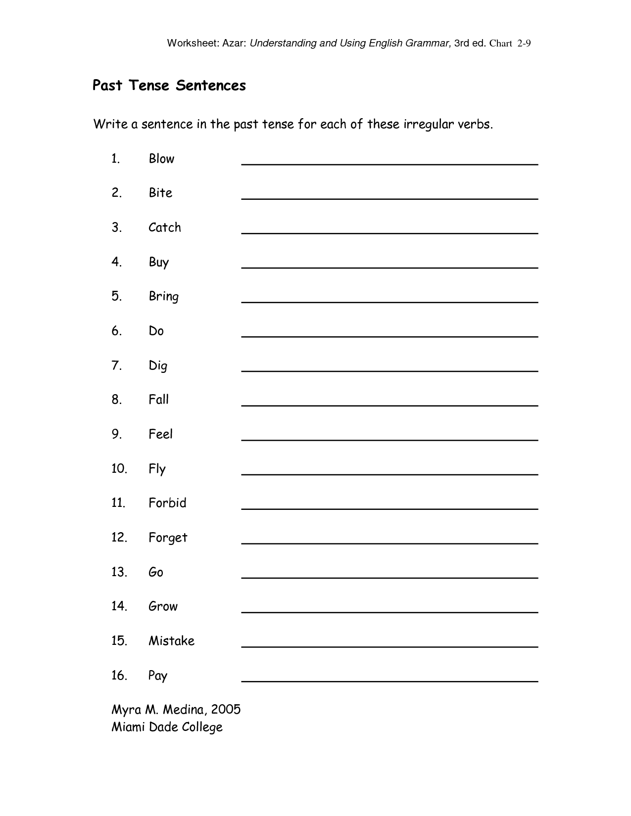 Ed Past Tense Worksheet