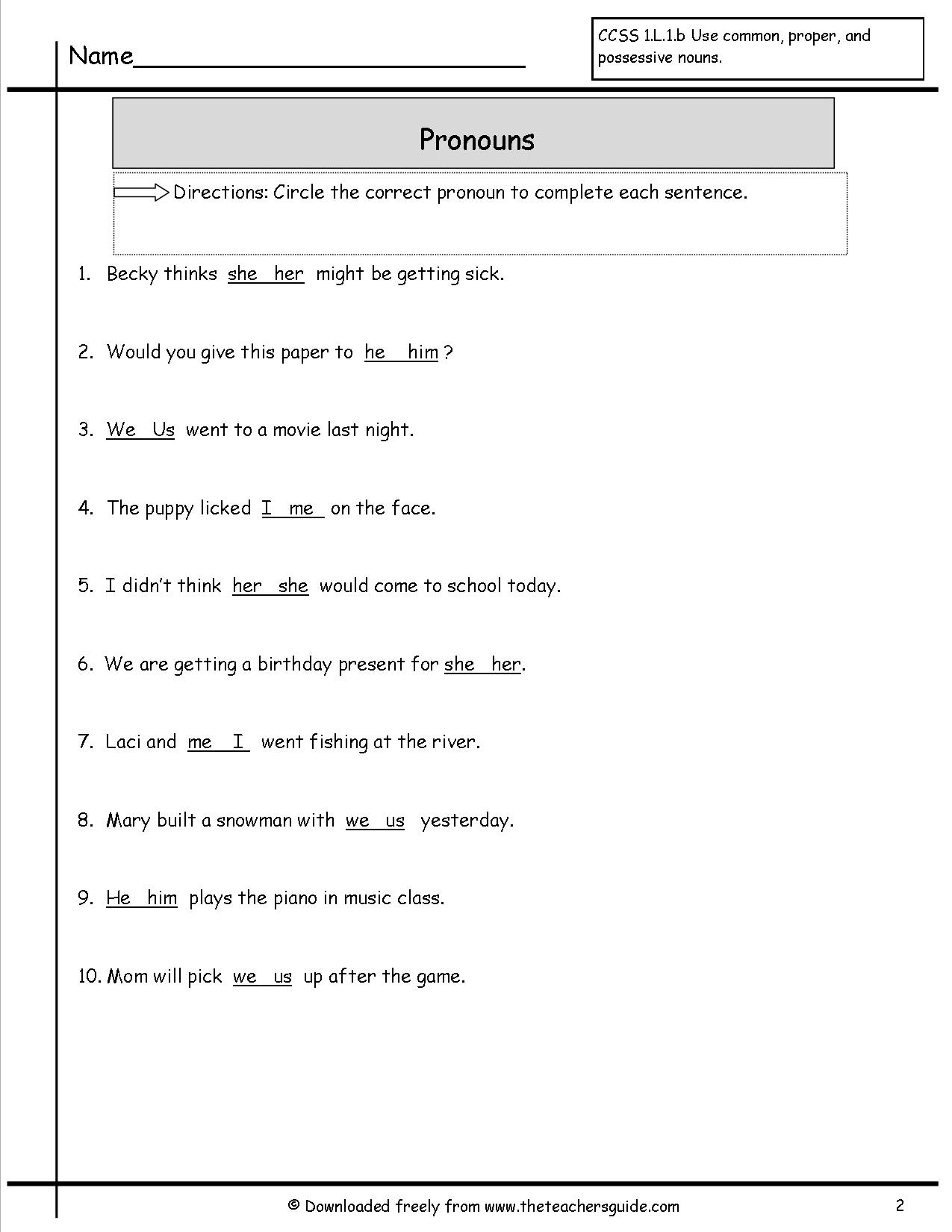 15 Best Images of Pronouns Worksheets With Answers - Subject Pronouns