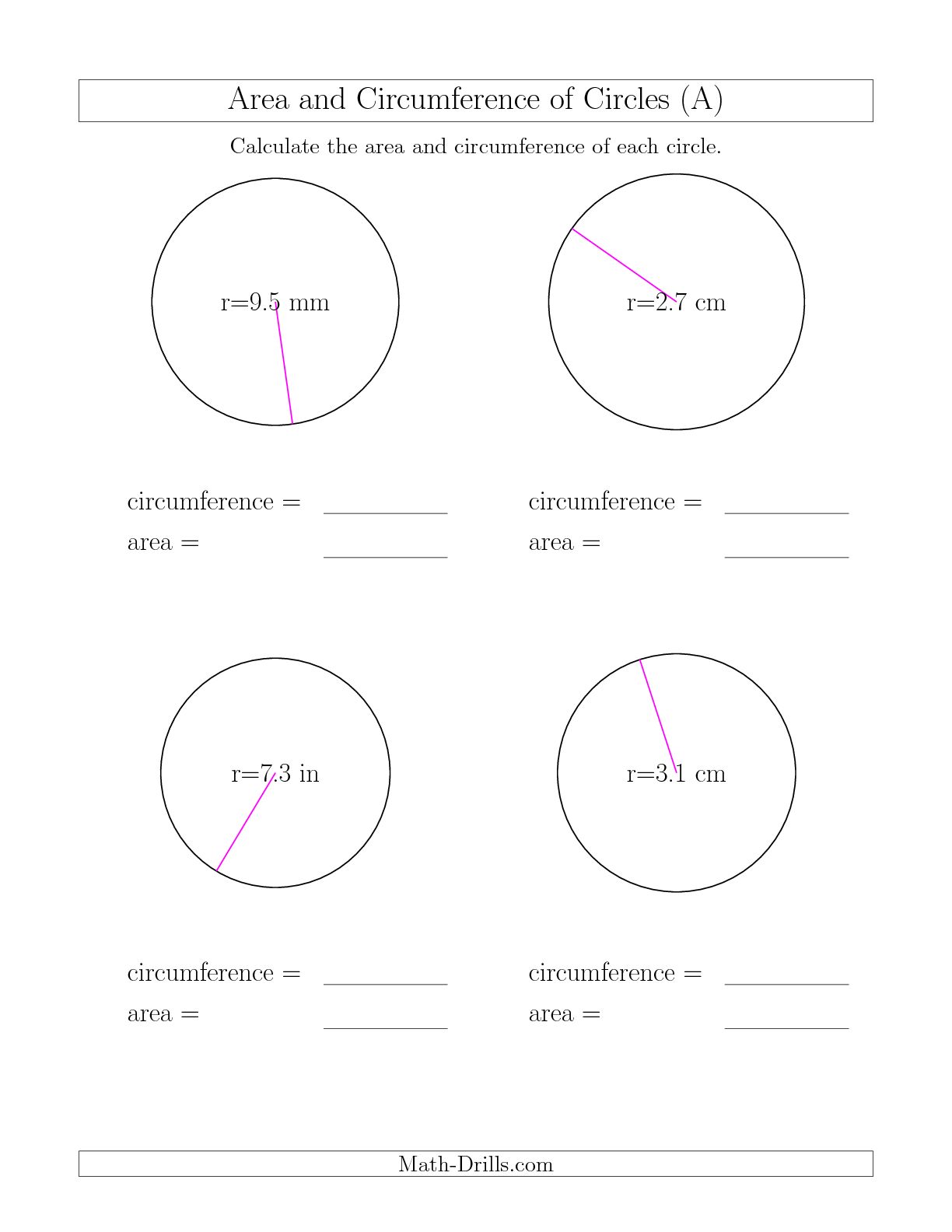 9 Best Images of Circumference Of A Circle Worksheets Radius Circumference and Area of a 9 Best Images of Circumference Of A Circle Worksheets Radius Circumference and Area of a