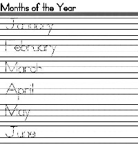 Months of the Year Writing Worksheets