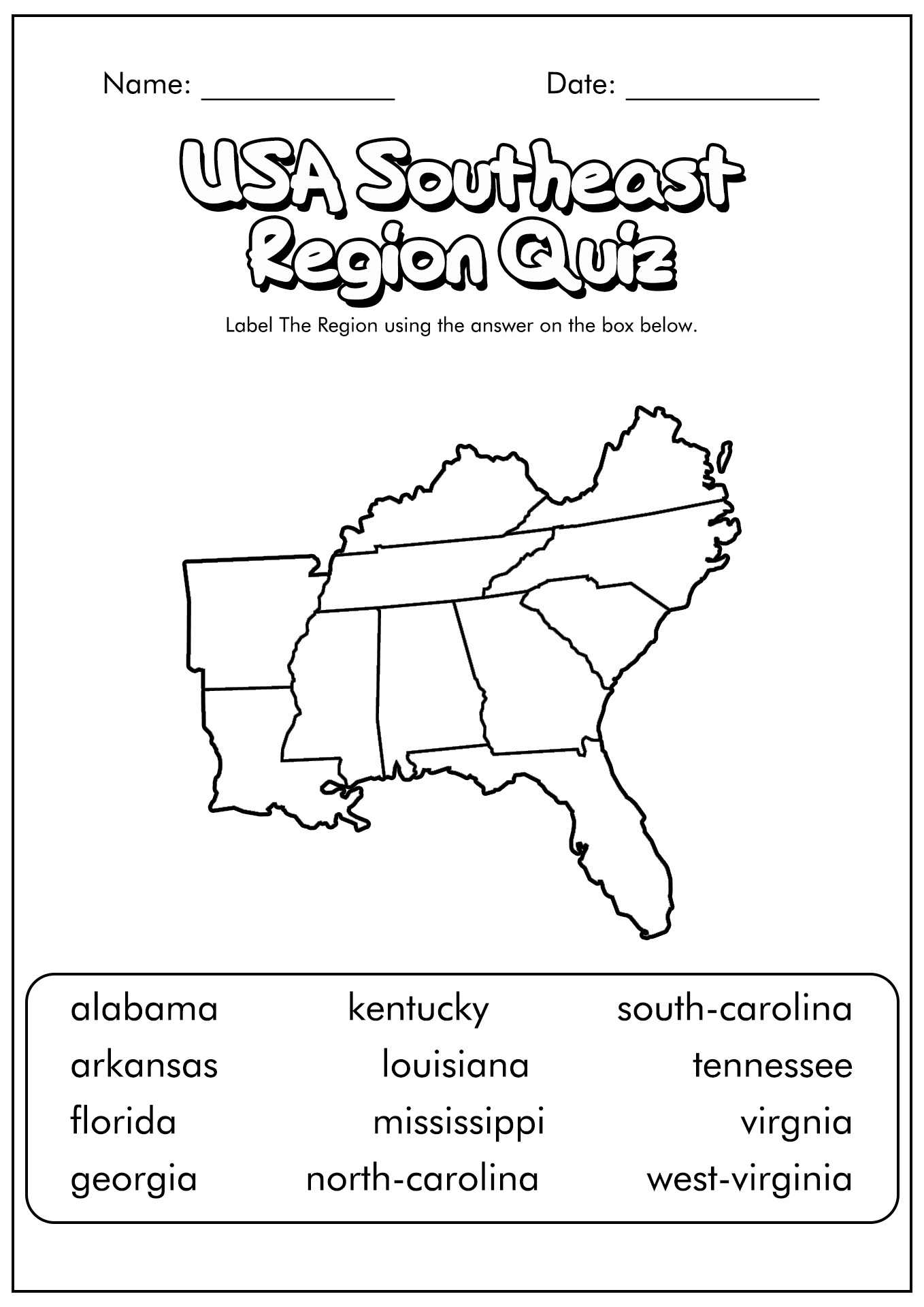 35 Blank Map Of Southeast States Maps Database Source
