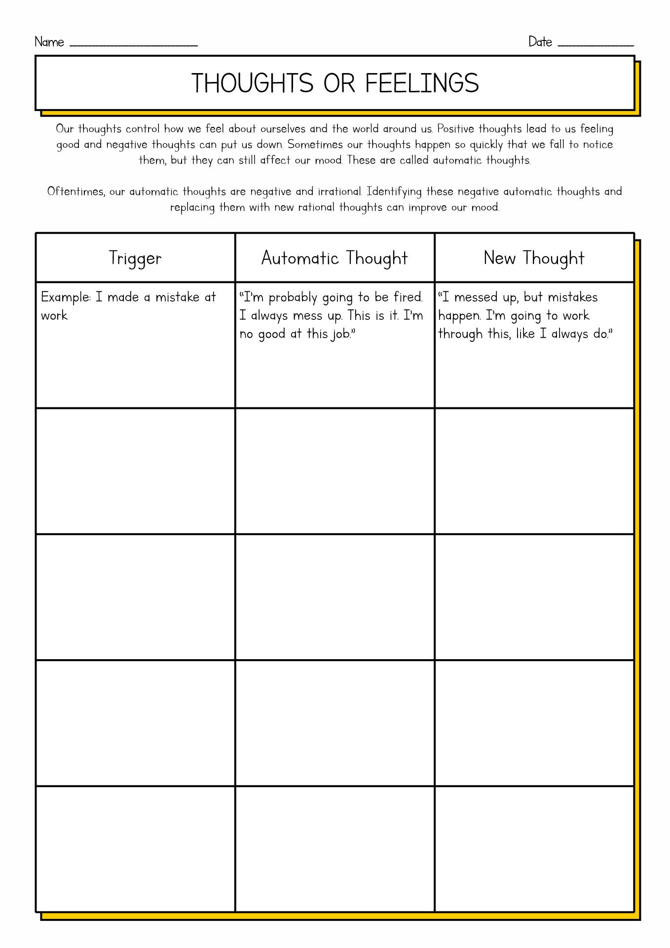 Free Printable Cbt Worksheets Free Printable Templates