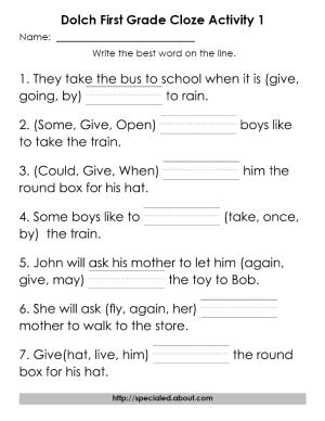 First Grade Printable Reading Worksheets