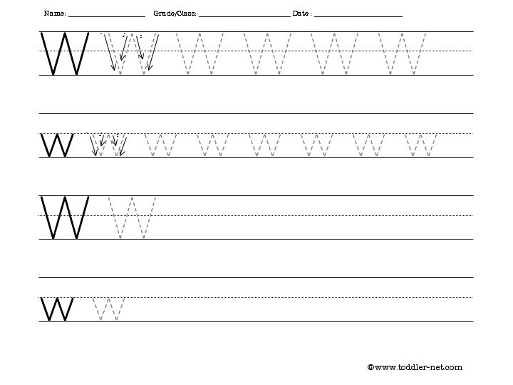 Letter W Tracing Worksheets