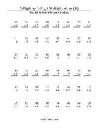 2-Digit by 1 Digit Multiplication Worksheets