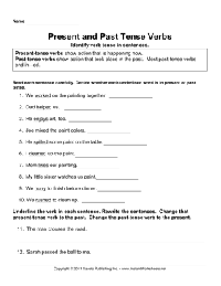 Past Present Tense Verb Worksheets