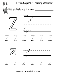 Preschool Letter Z Worksheets