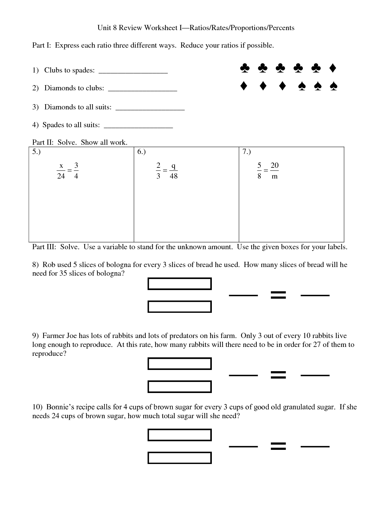 Ratio And Proportions Worksheet