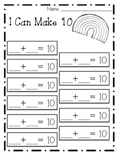 11 Best Images of Rainbow To Ten Worksheet - Ways to Make Ten Worksheet