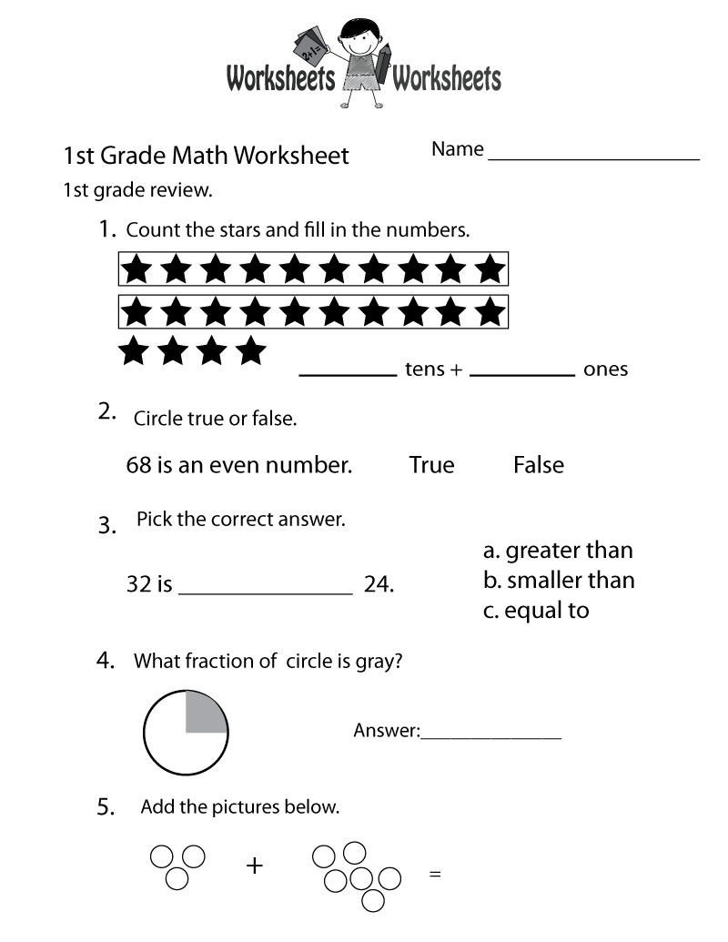 5 Images of Free Printable Math Worksheets For 1st Grade